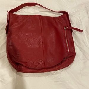Nicoli red all leather hobo